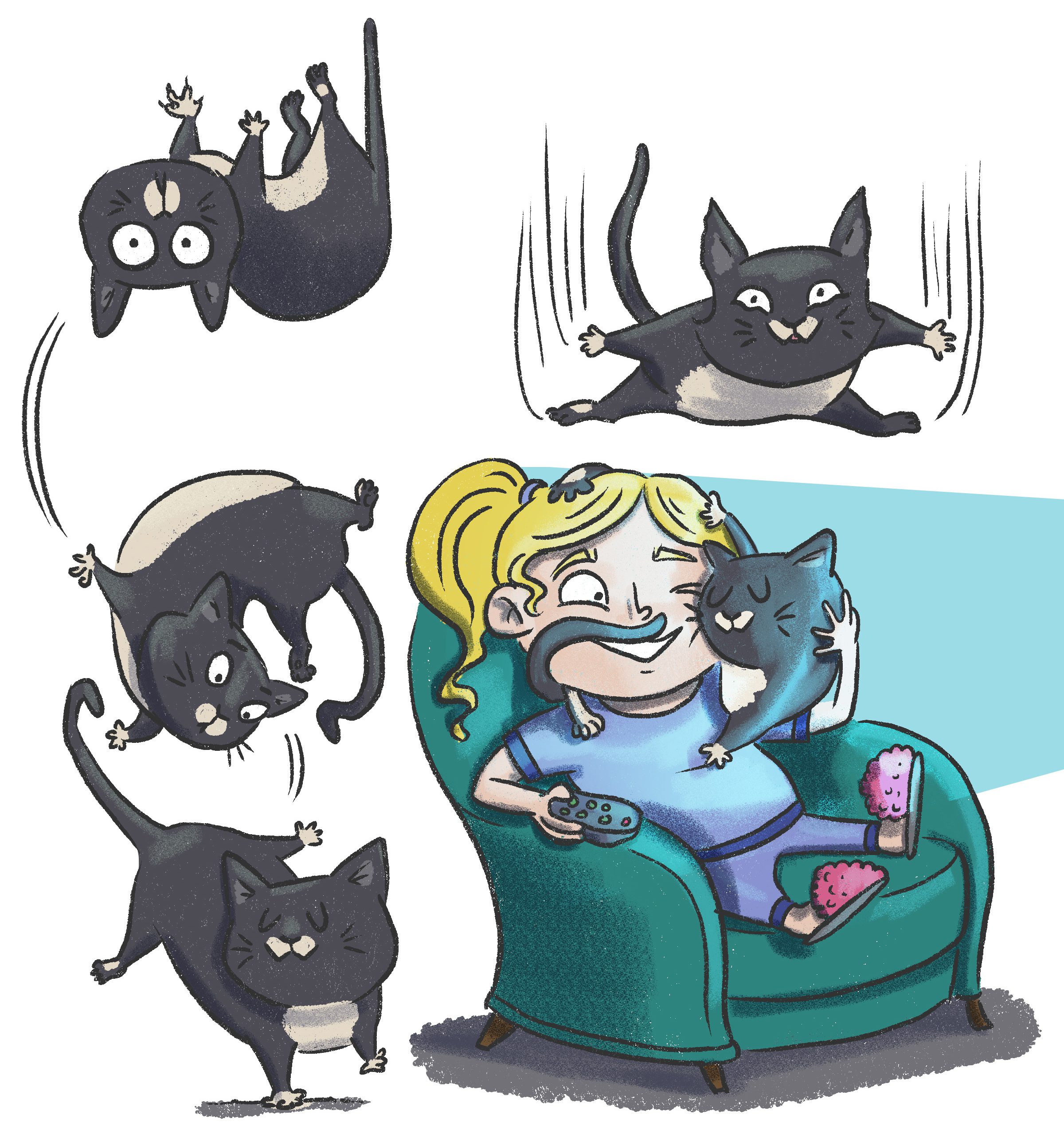 falling cats illustration