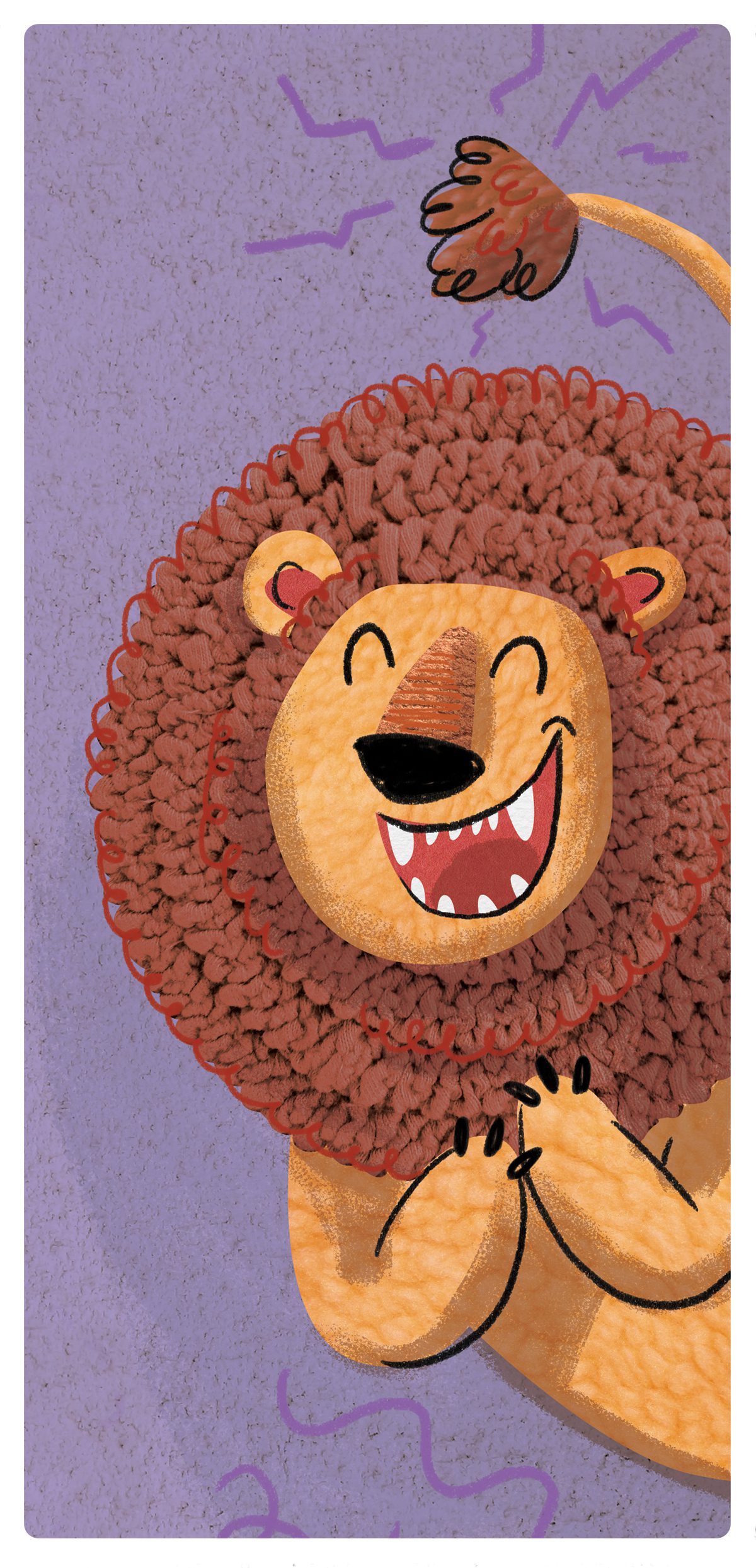 happy lion collage illustration