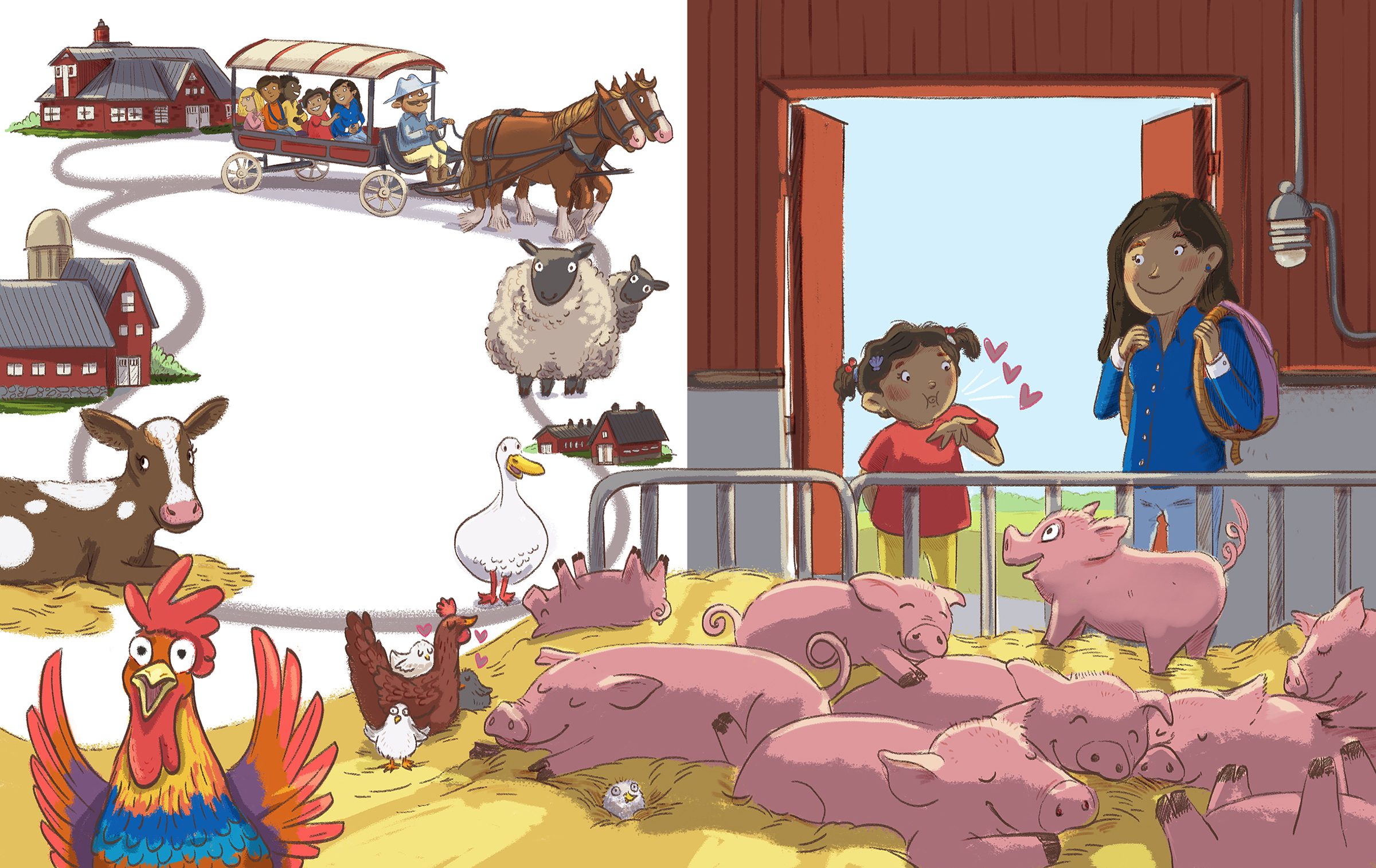 ottawa farm barnyard animals illustration