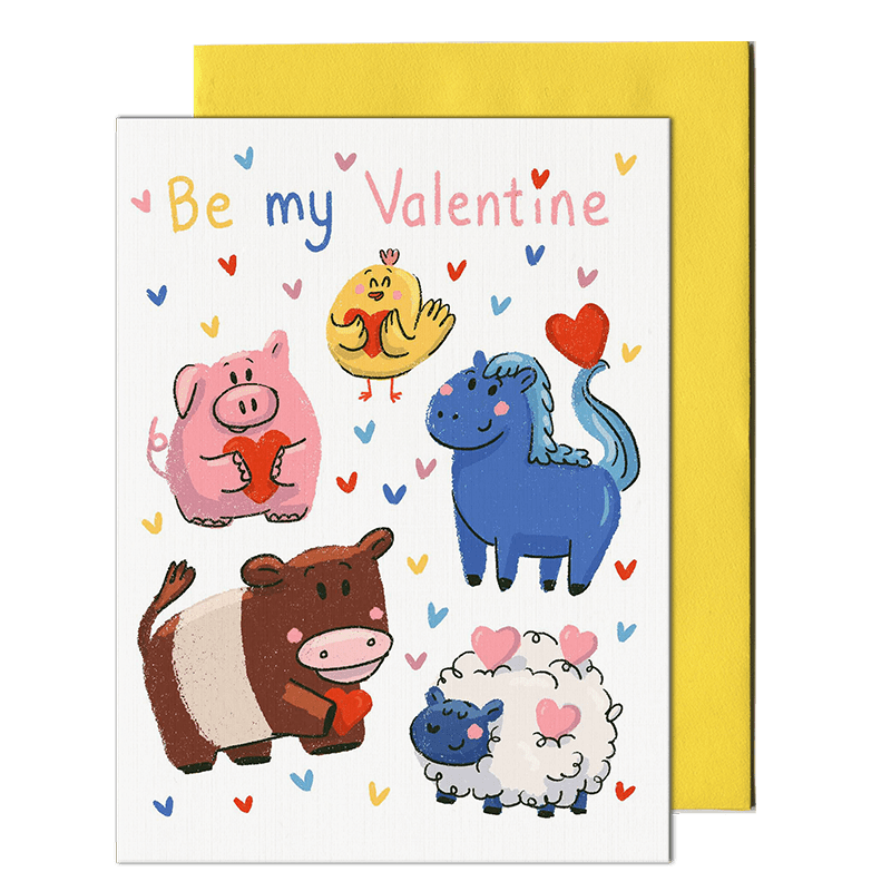 barnyard valentine greeting card by pencil empire