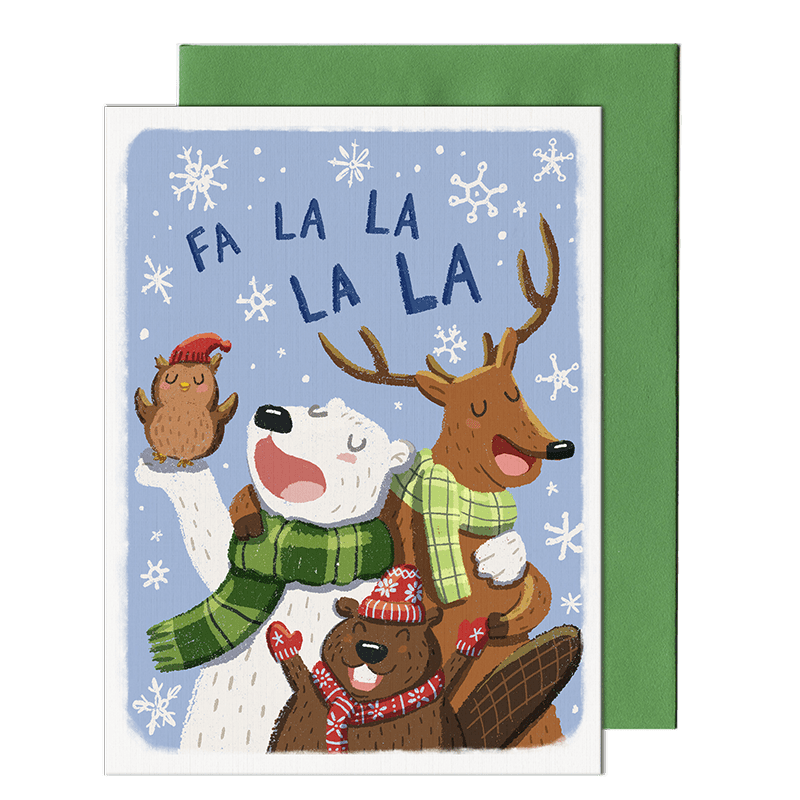 caroling critters greeting card by pencil empire