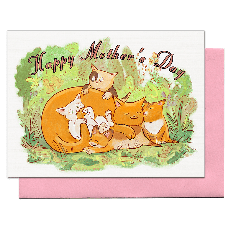mother's day cat pile greeting card by pencil empire