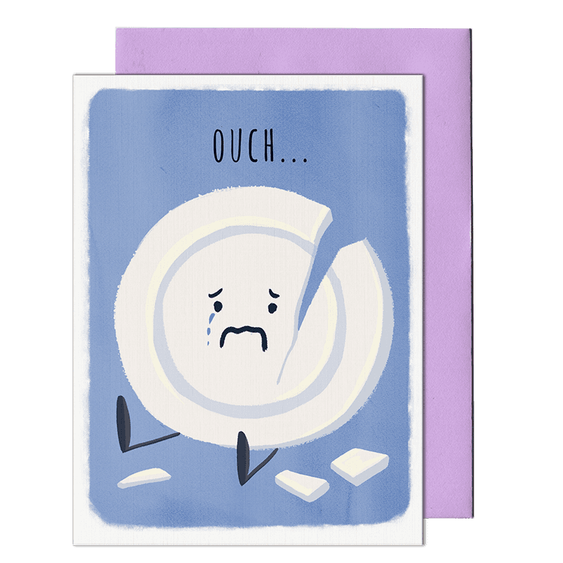 cracked plate greeting card by pencil empire