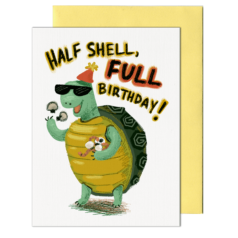 turtle half shell full birthday greeting card by pencil empire