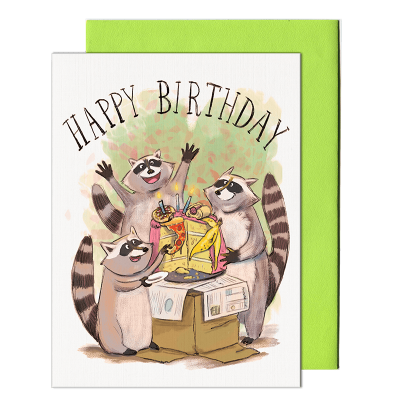 raccoon birthday greeting card by pencil empire