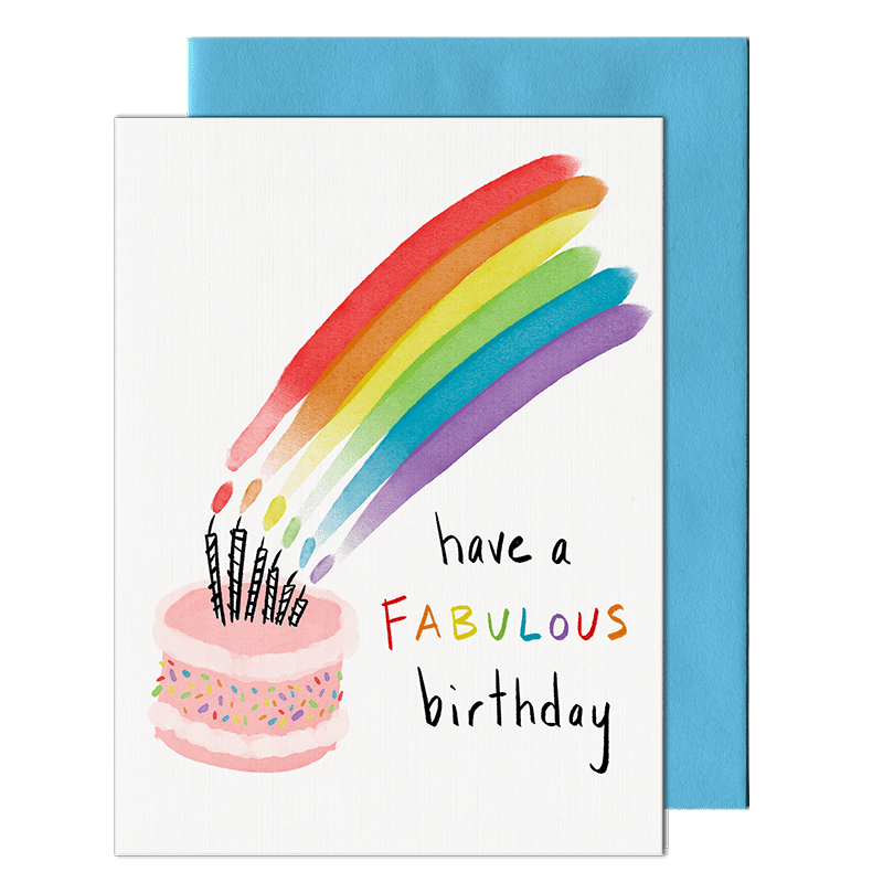 rainbow birthday cake greeting card by pencil empire