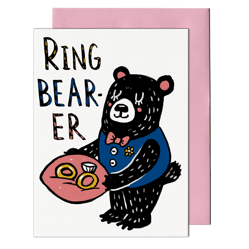 ring bearer bear greeting card by pencil empire