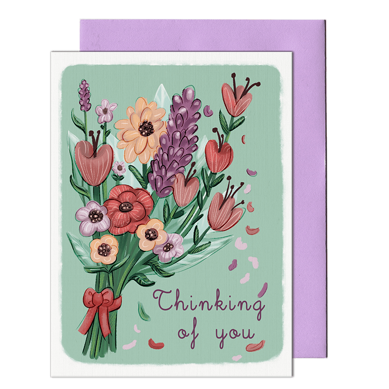 thinking of you flower bouquet greeting card by pencil empire