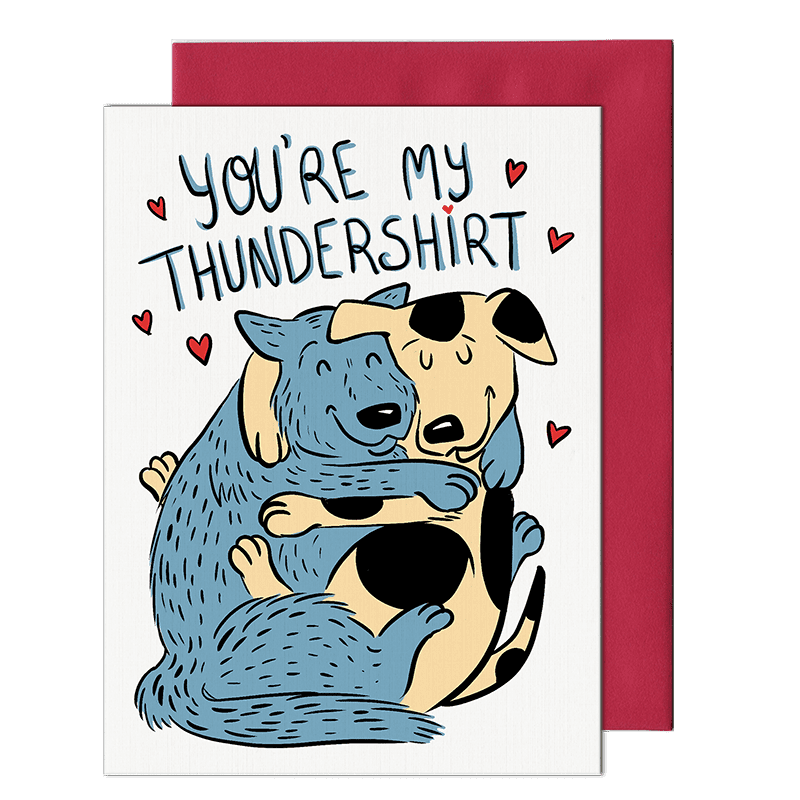 thundershirt dog hug greeting card by pencil empire
